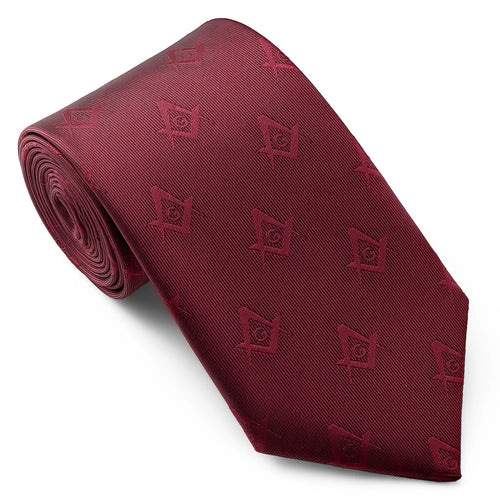 Masonic Freemason Necktie With Compass G Emblem