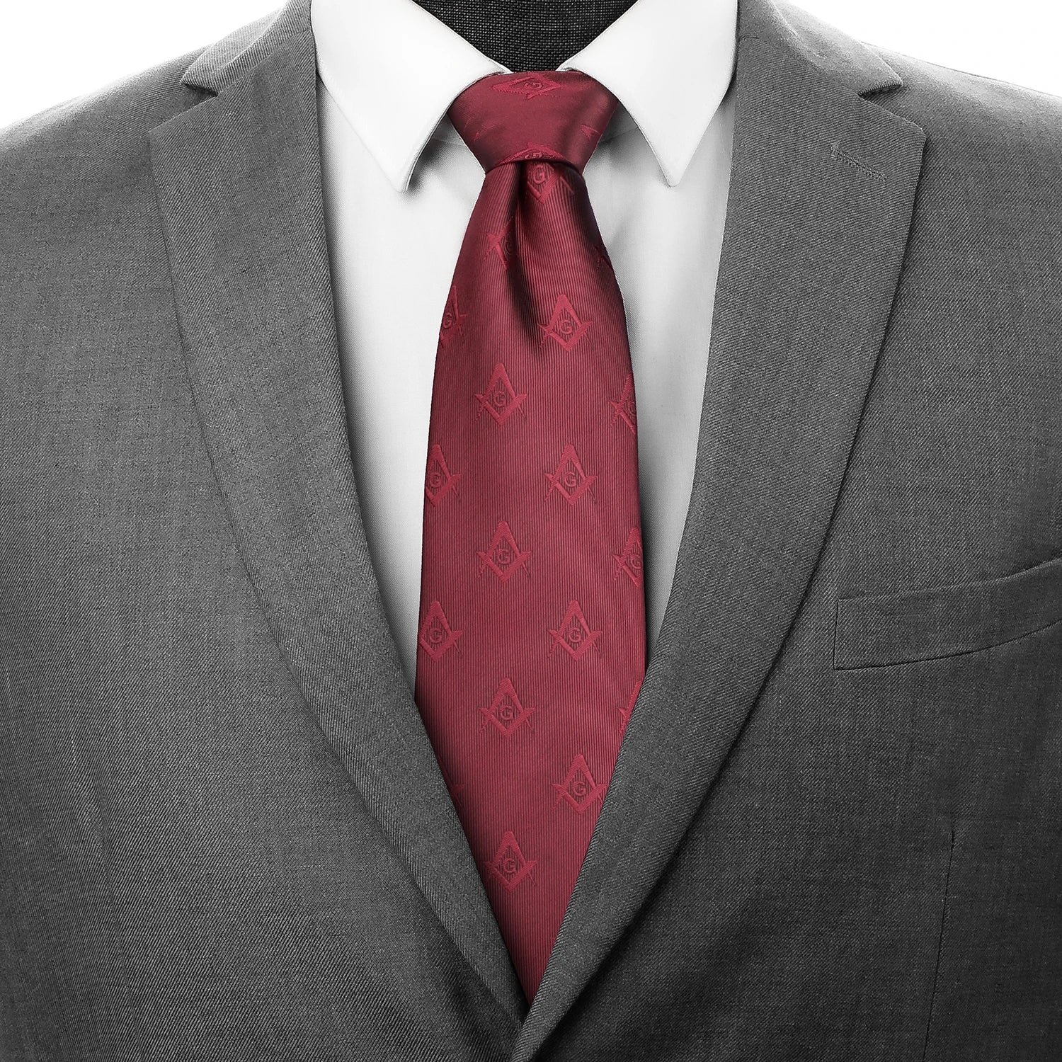 Masonic Freemason Necktie With Compass G Emblem