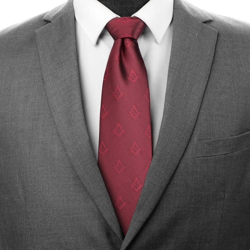 Masonic Freemason Necktie With Compass G Emblem