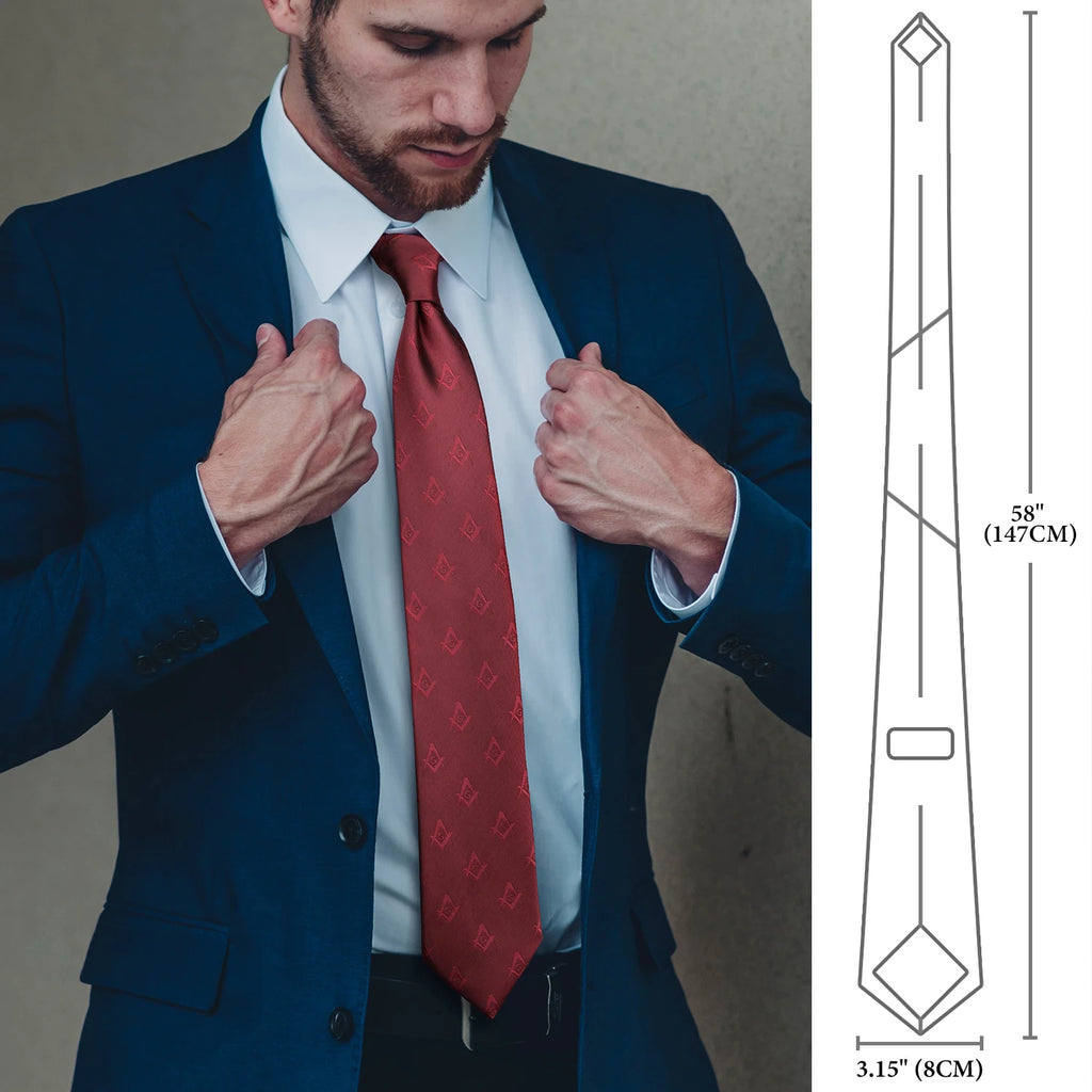 Masonic Freemason Necktie With Compass G Emblem