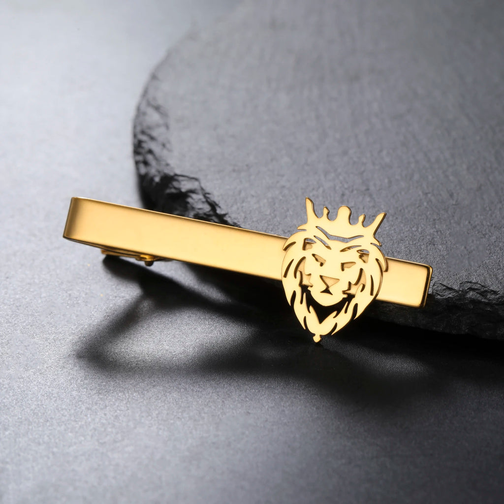 Men's Lion Crown Tie Clip Stainless Steel Vintage
