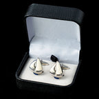 Sailing Boat Cufflinks For Men White And Blue Enamel