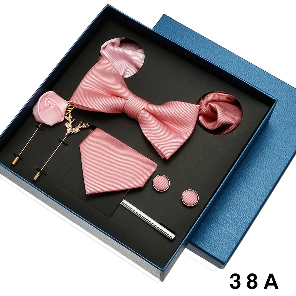 Men’s Tie Gift Set With Bow Tie, Cufflinks & Hanky