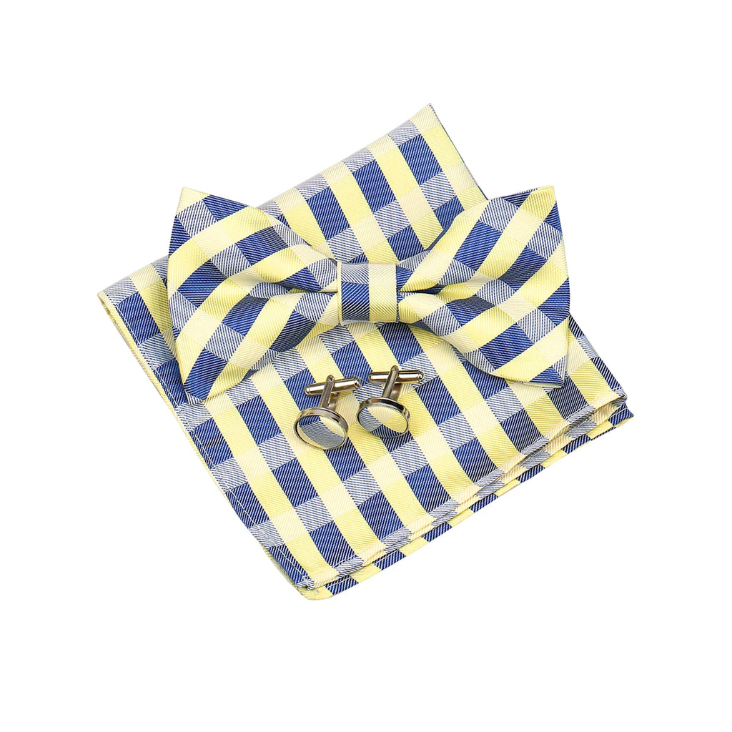 Paisley Bow Tie Set With Pocket Square And Cufflinks