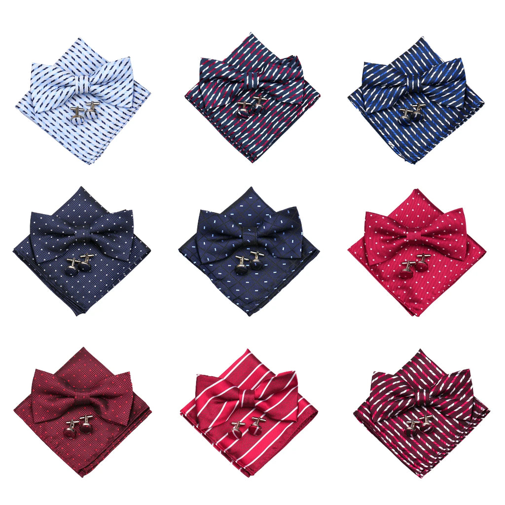 Paisley Bow Tie Set With Pocket Square And Cufflinks