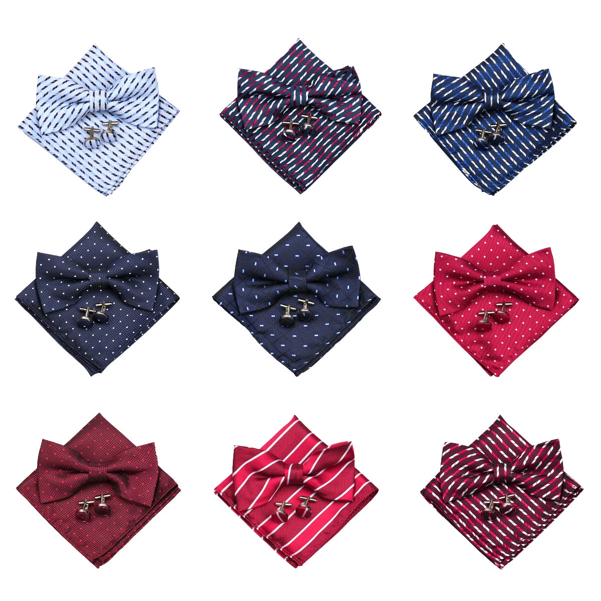 Paisley Bow Tie Set With Pocket Square And Cufflinks