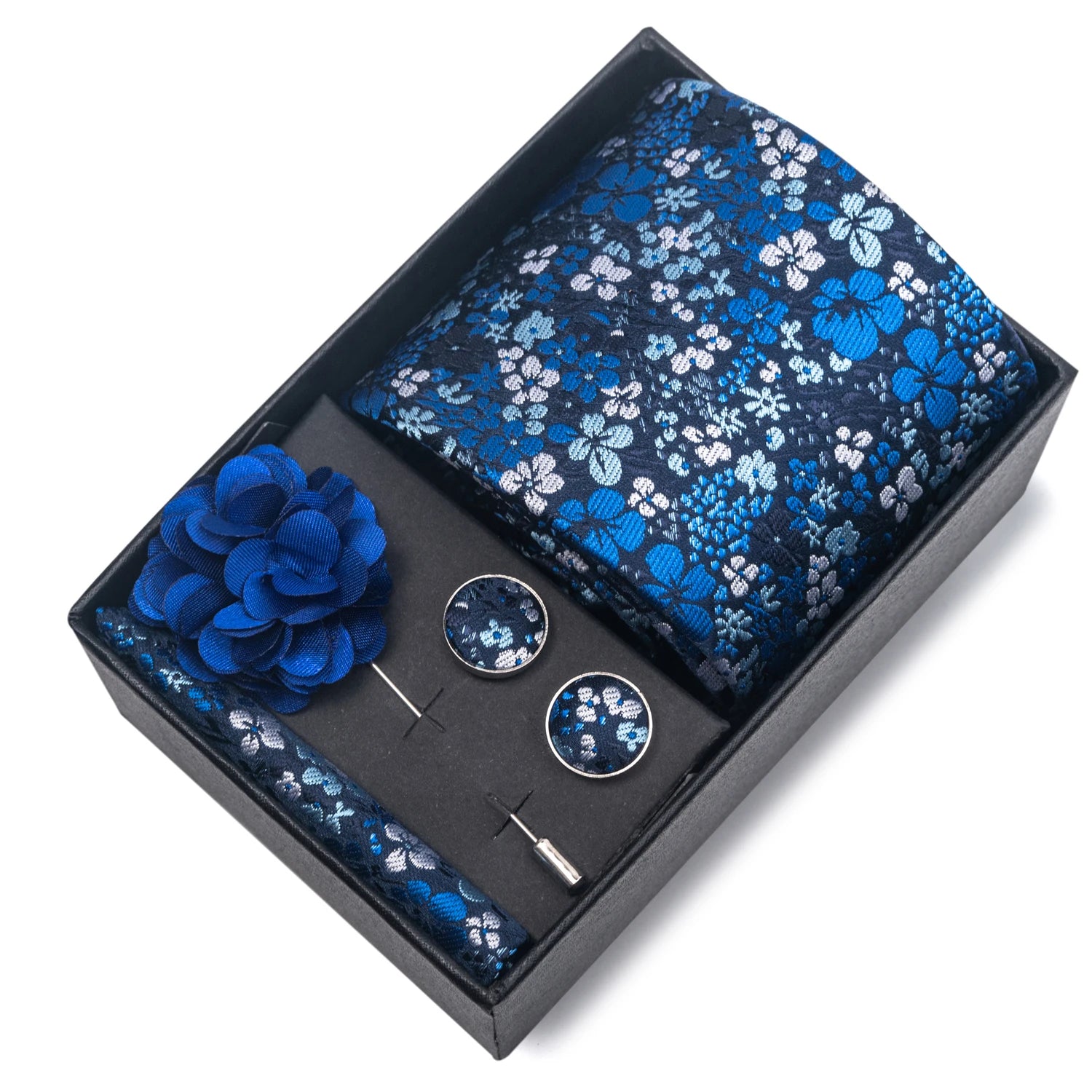 Men's Striped Tie Gift Set With Handkerchief & Cufflinks