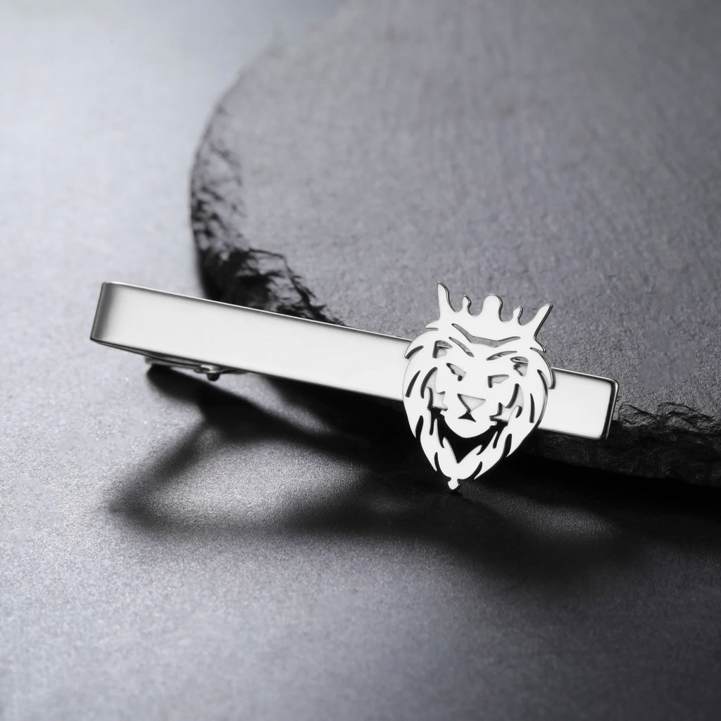 Men's Lion Crown Tie Clip Stainless Steel Vintage