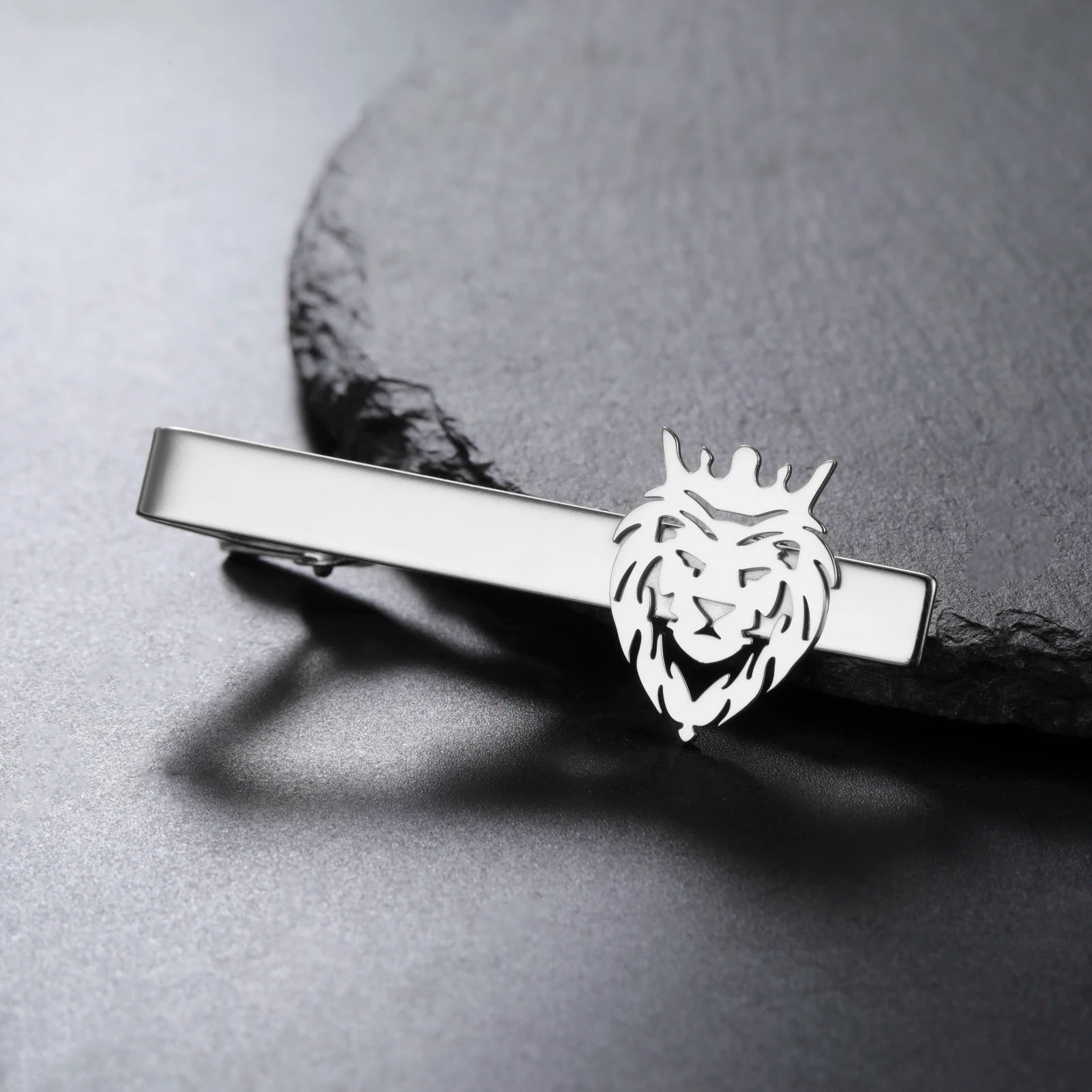 Men's Lion Crown Tie Clip Stainless Steel Vintage