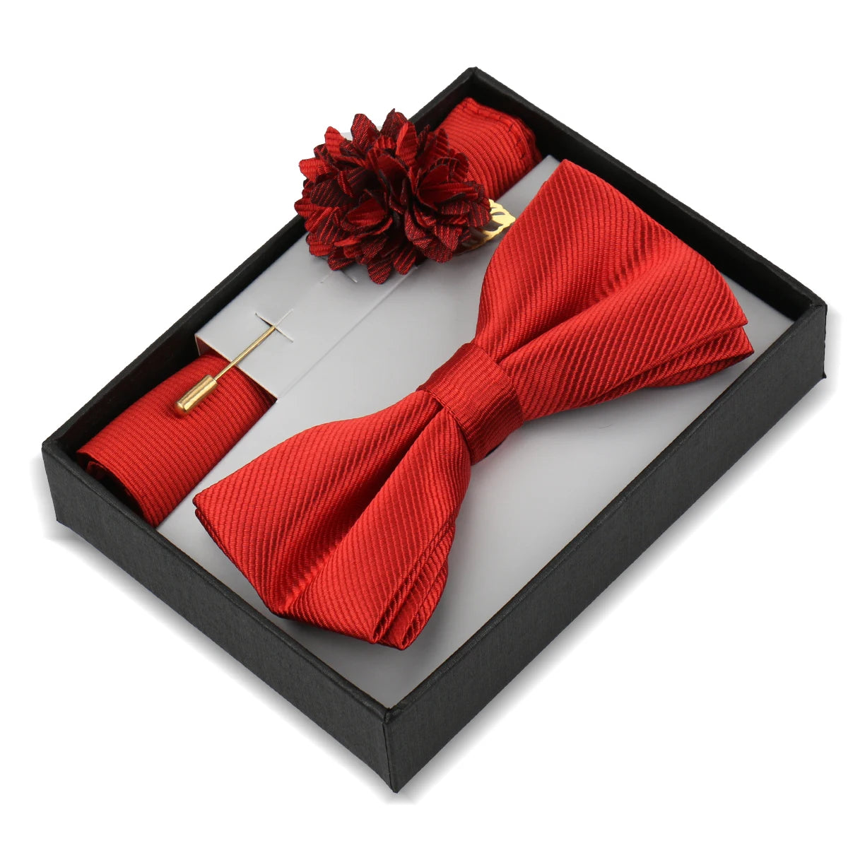 Men's Bow Tie Gift Set With Pocket Square & Lapel Pin