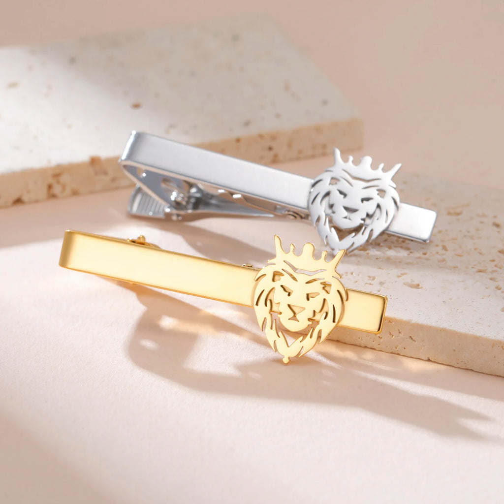 Men's Lion Crown Tie Clip Stainless Steel Vintage