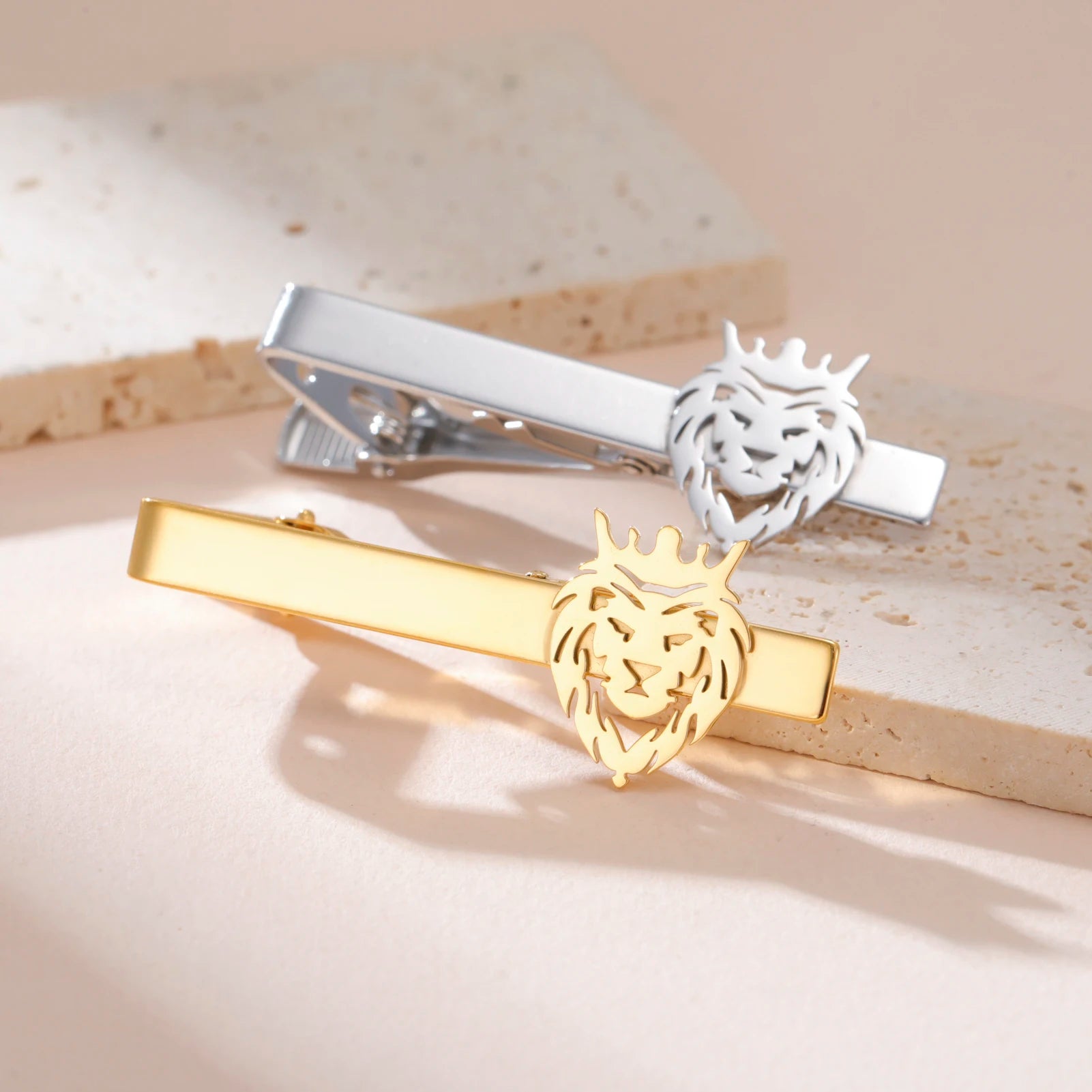 Men's Lion Crown Tie Clip Stainless Steel Vintage