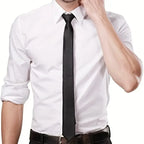 Men's Slim Black Necktie 5 cm – Solid Polyester