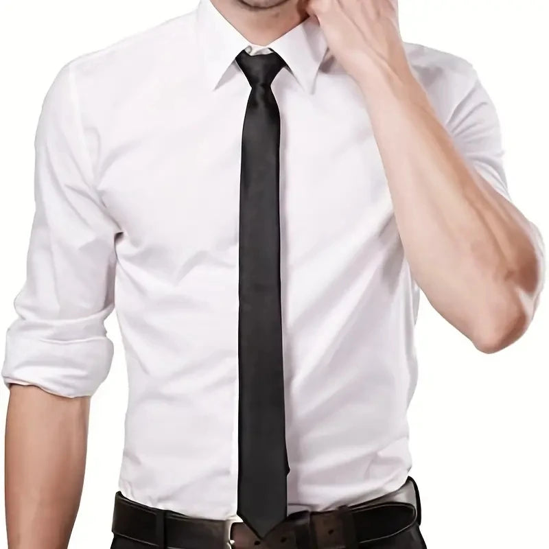 Men's Slim Black Necktie 5 cm – Solid Polyester