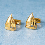 Sailing Boat Cufflinks For Men White And Blue Enamel