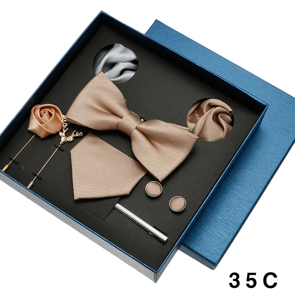 Men’s Tie Gift Set With Bow Tie, Cufflinks & Hanky