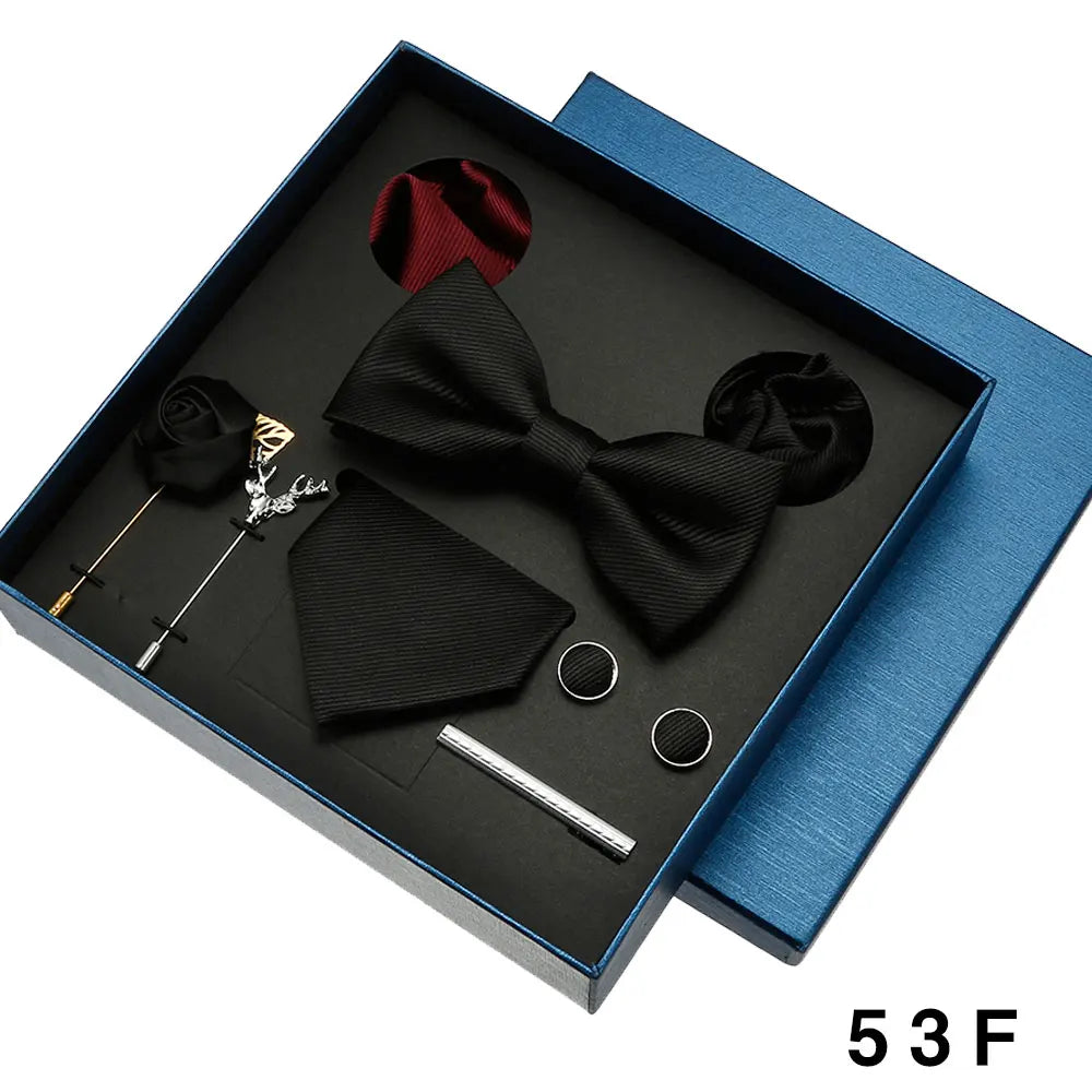 Men’s Tie Gift Set With Bow Tie, Cufflinks & Hanky