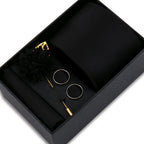 Solid Color Necktie Gift Set With Hanky, Cufflinks & Brooch