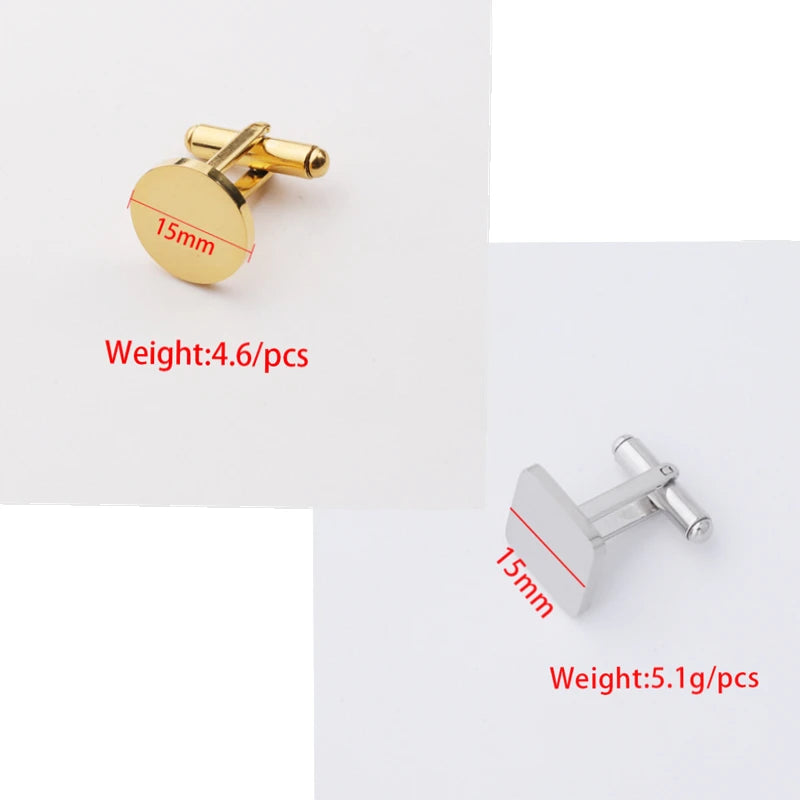 Mirror Polish Stainless Steel Blank Cufflink Bases 15 mm