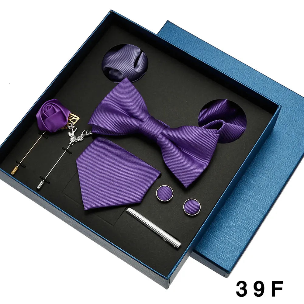 Men’s Tie Gift Set With Bow Tie, Cufflinks & Hanky