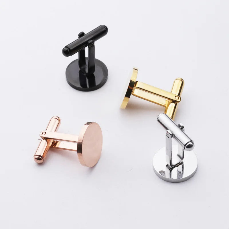 Mirror Polish Stainless Steel Blank Cufflink Bases 15 mm