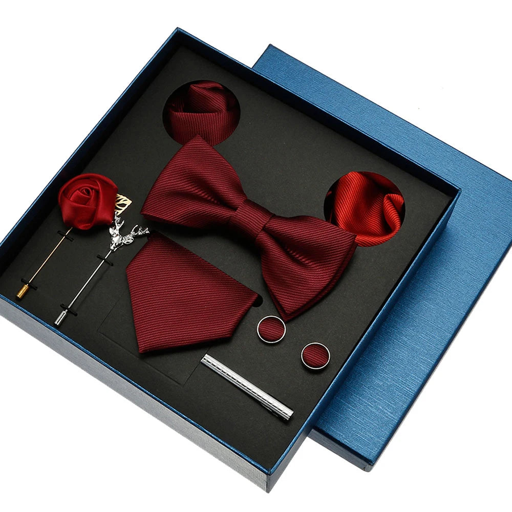 Men’s Tie Gift Set With Bow Tie, Cufflinks & Hanky
