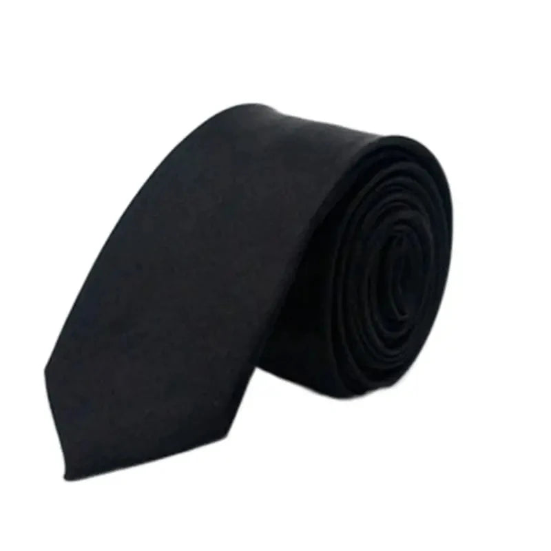 Men's Slim Black Necktie 5 cm – Solid Polyester