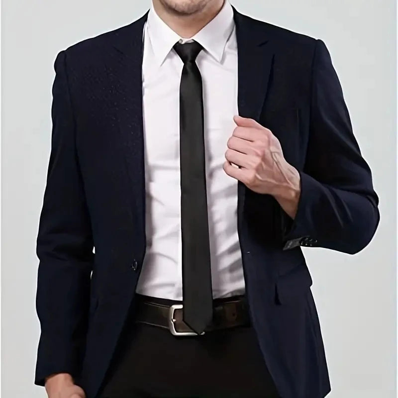 Men's Slim Black Necktie 5 cm – Solid Polyester