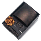 Men's Striped Tie Gift Set With Handkerchief & Cufflinks