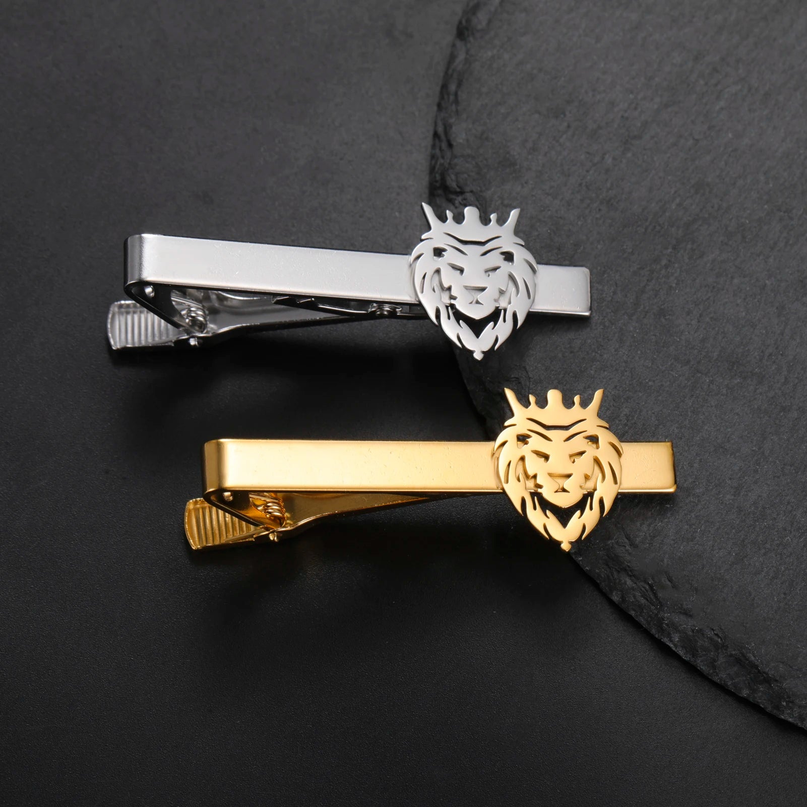 Men's Lion Crown Tie Clip Stainless Steel Vintage